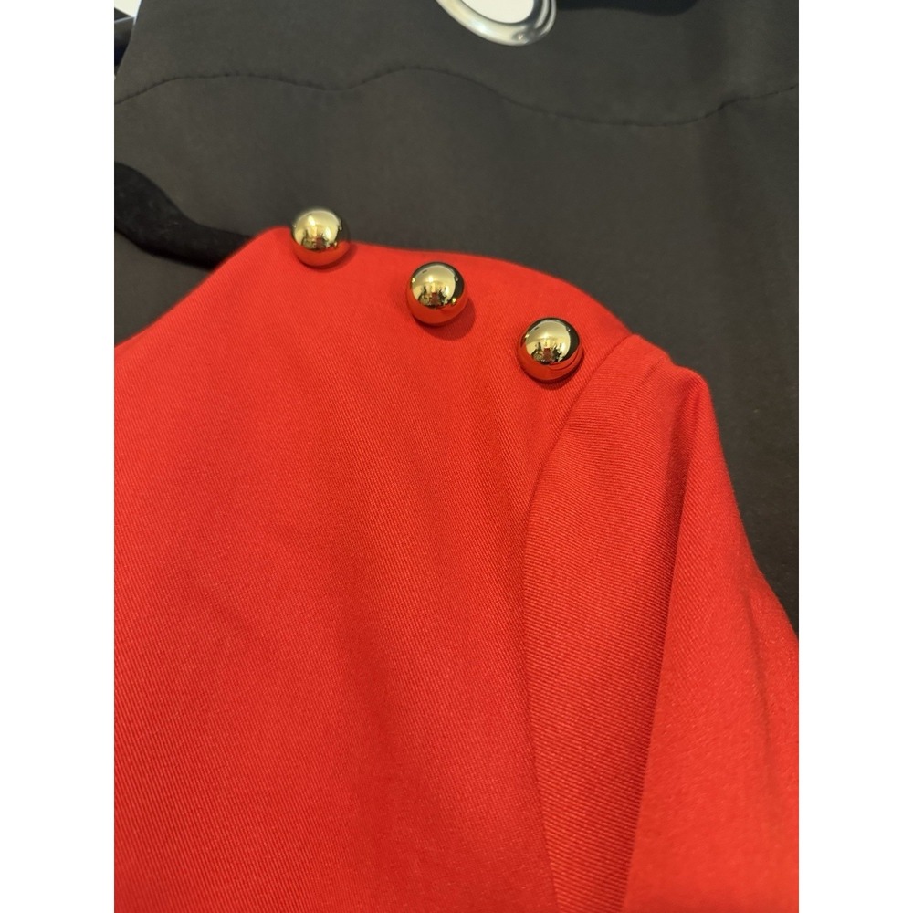 H&M Women's Red Dress Size M Gold Button Shoulder Detail Elegant‎ Classic - Picture 2 of 9